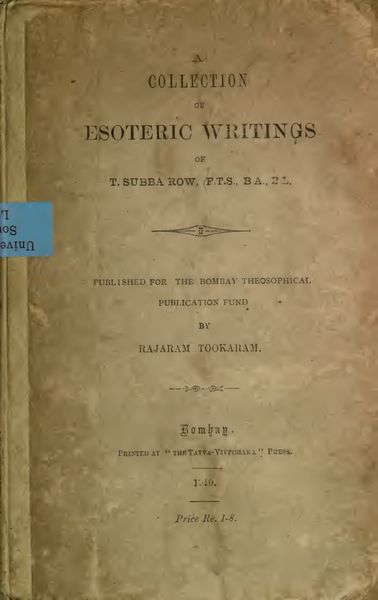 Cover of A Collection of Esoteric Writings of T. Subba Row