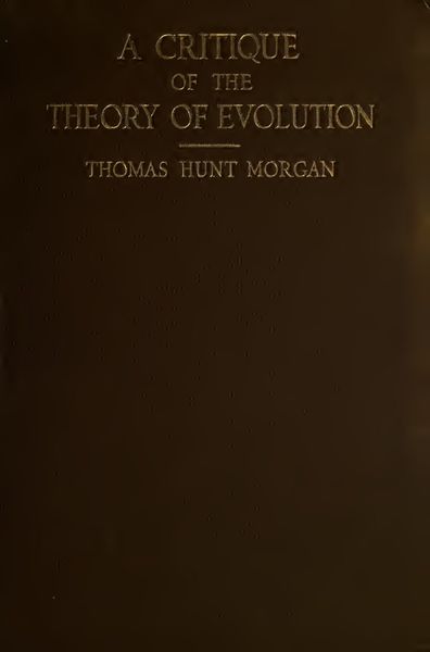 Cover of A Critique of the Theory of Evolution