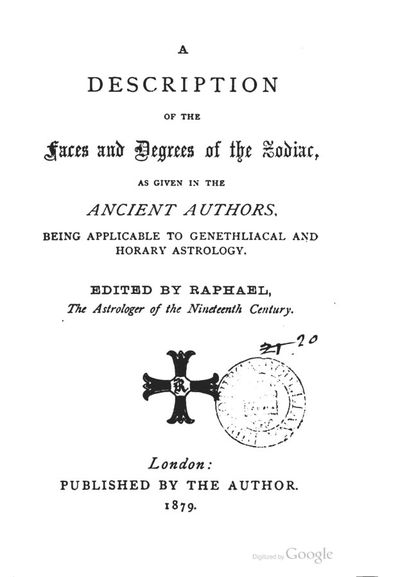 Cover of A Description of the Faces and Degrees of the Zodiac