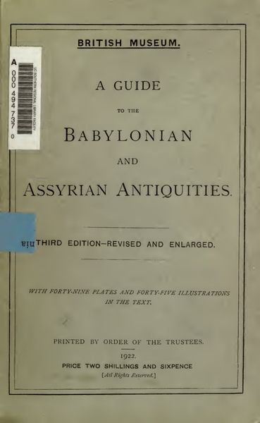 Cover of A Guide to the Babylonian and Assyrian Antiquities (British Museum, 1922)