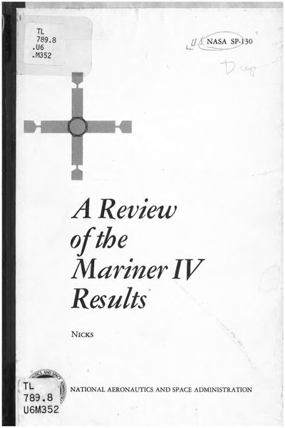 Cover of A Review of the Mariner IV Results (NASA SP-130)