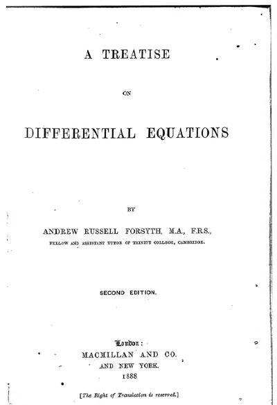 Cover of A Treatise on Differential Equations (Forsyth)