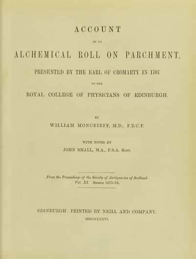 Cover of Account of an Alchemical Roll on Parchment