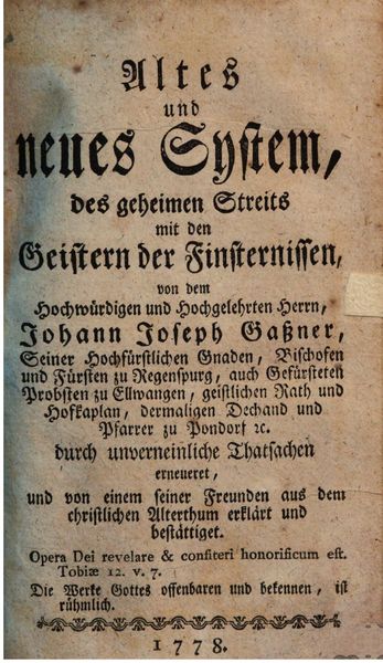 Cover of Altes und neues System des geheimen Streits mit den Geistern der Finsternissen (1778)