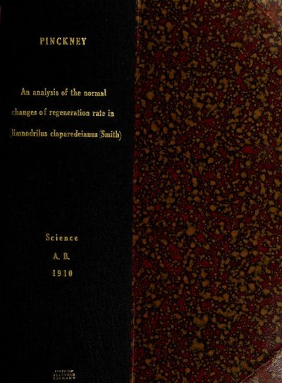 Cover of An Analysis of the Normal Changes of Regeneration Rate in Limnodrilus Claparedeianus