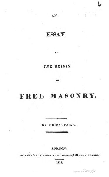 Cover of An Essay on the Origin of Free Masonry