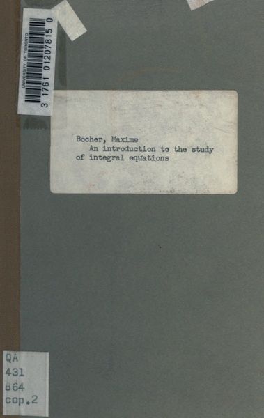 Cover of An Introduction to the Study of Integral Equations