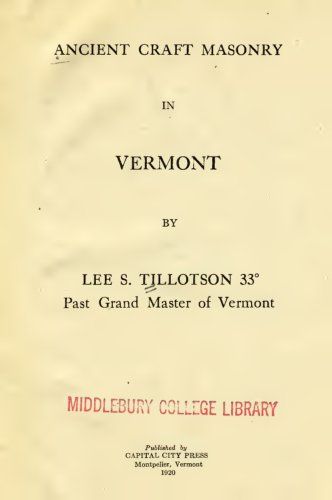 Cover of Ancient Craft Masonry in Vermont