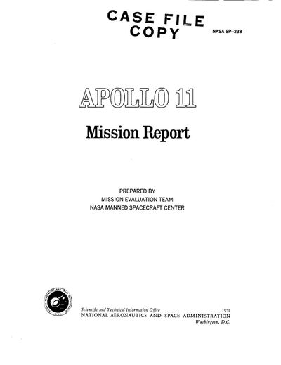 Cover of Apollo 11 Mission Report
