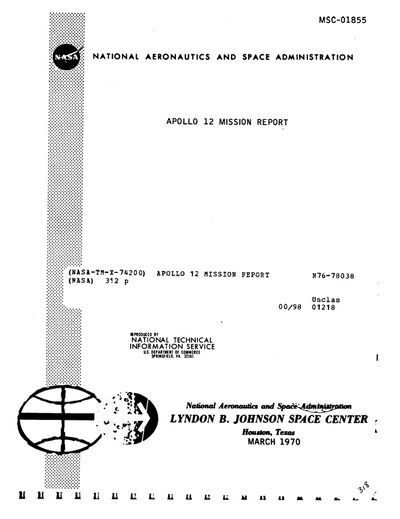 Cover of Apollo 12 Mission Report
