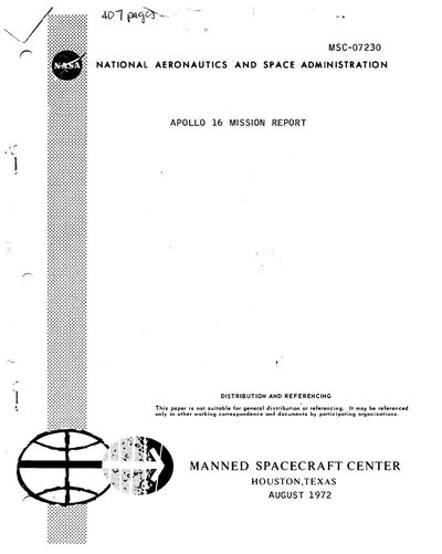 Cover of Apollo 16 Mission Report