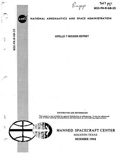 Cover of Apollo 7 Mission Report