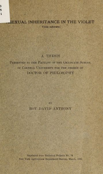 Cover of Asexual Inheritance in the Violet