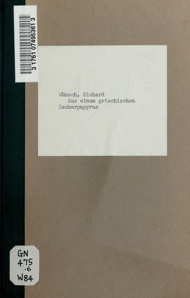 Cover of Aus einem griechischen Zauberpapyrus