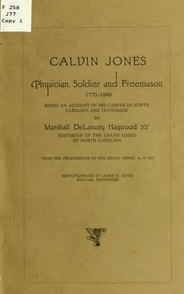 Cover of Calvin Jones, Physician, Soldier and Freemason