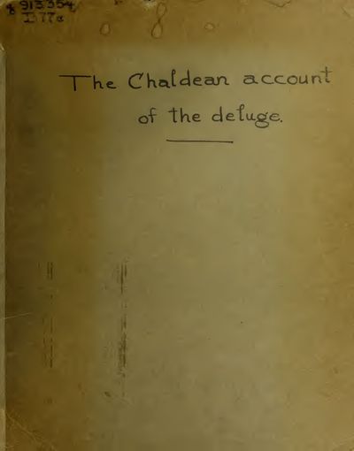 Cover of Chaldaean Account of the Deluge from Terra Cotta Tablets Found at Nineveh