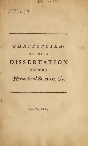 Cover of Chrysopoiea: Being a Dissertation on the Hermetical Science