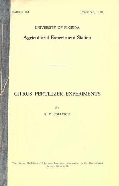 Cover of Citrus Fertilizer Experiments