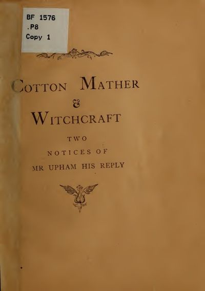 Cover of Cotton Mather and Witchcraft