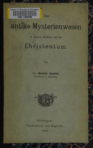 Cover of Das antike Mysterienwesen in seinem Einfluss auf das Christentum