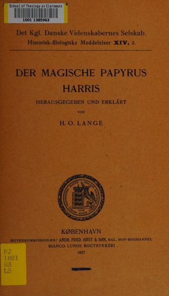 Cover of Der magische Papyrus Harris
