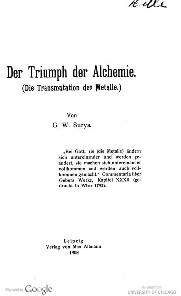 Cover of Der Triumph der Alchemie (Die Transmutation der Metalle)