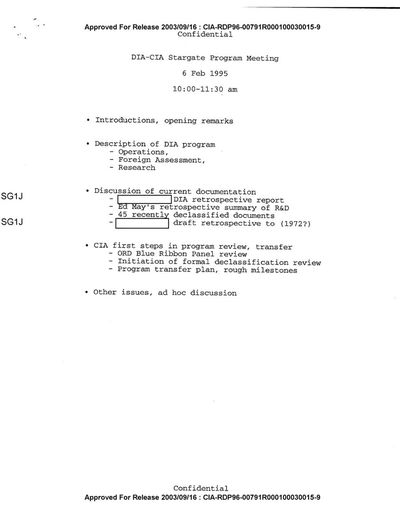 Cover of DIA-CIA STARGATE Program Meeting