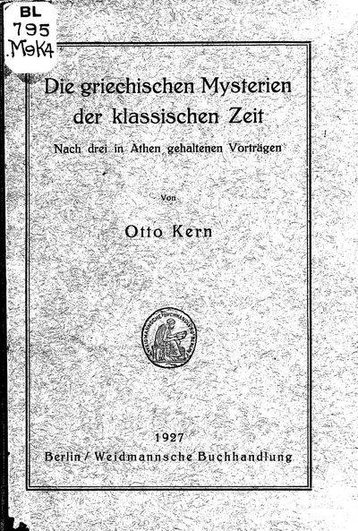 Cover of Die griechischen Mysterien der klassischen Zeit