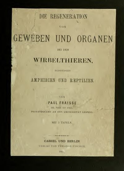 Cover of Die Regeneration von Geweben und Organen bei den Wirbelthieren