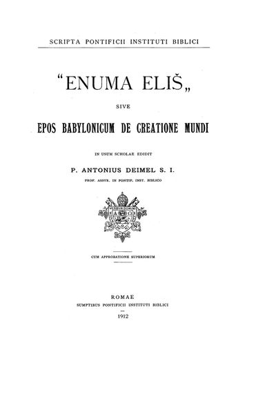 Cover of Enuma Elis, sive Epos Babylonicum de Creatione Mundi in usum scholae