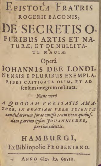 Cover of Epistola de secretis operibus artis et naturae, et de nullitate magiae (1618)
