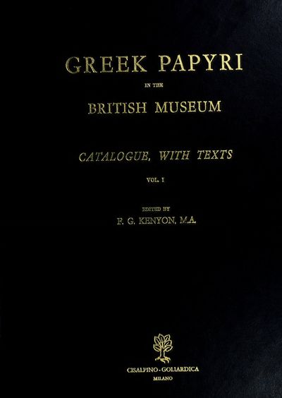 Cover of Greek Papyri in the British Museum, Vol. I