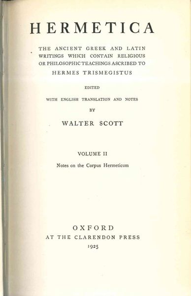 Cover of Hermetica, Volume II: Notes on the Corpus Hermeticum (Scott)