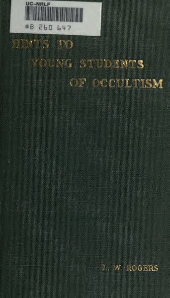 Cover of Hints to Young Students of Occultism
