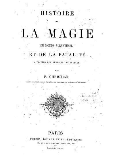 Cover of Histoire de la magie, du monde surnaturel et de la fatalité