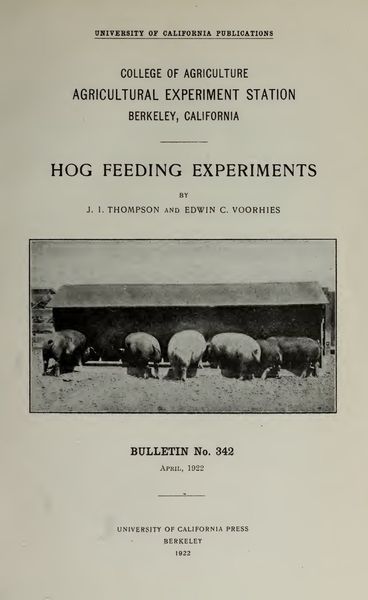 Cover of Hog Feeding Experiments