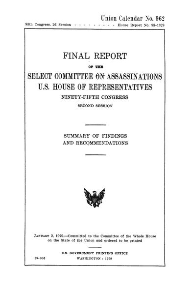 Cover of House Select Committee on Assassinations Final Report