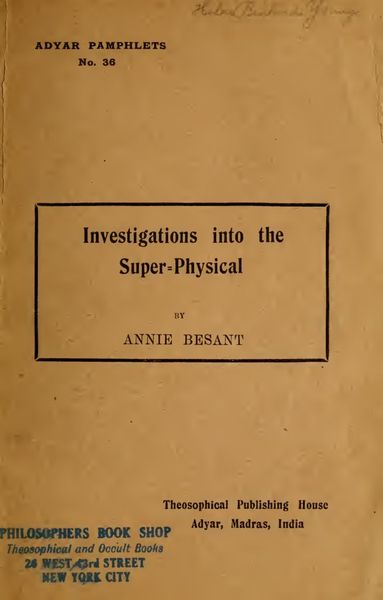 Cover of Investigations into the Super-Physical