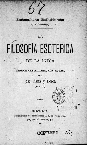 Cover of La Filosofia Esoterica de la India