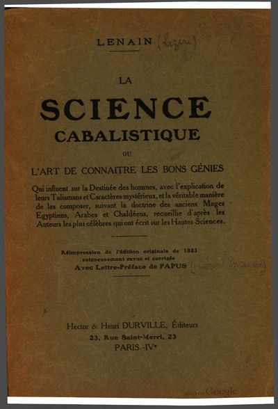 Cover of La Science cabalistique, ou l'art de connaitre les bons genies