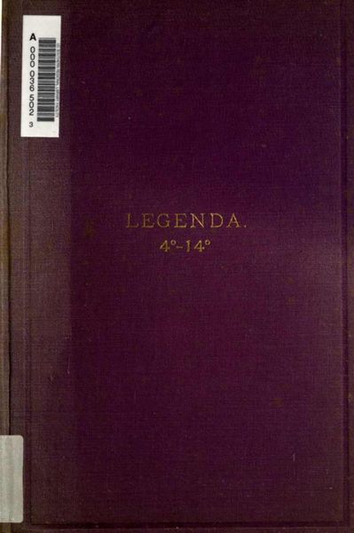 Cover of Legenda of the Lodge of Perfection