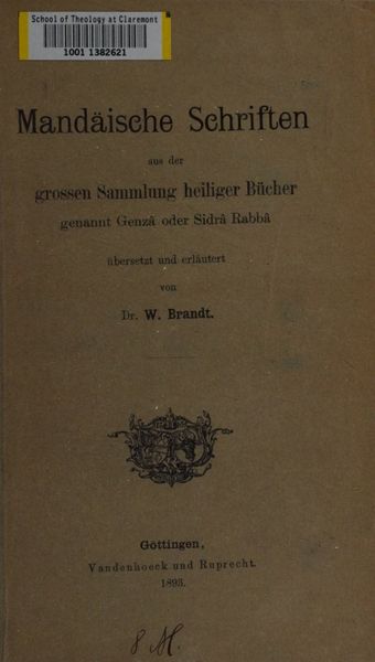 Cover of Mandäische Schriften aus der großen Sammlung heiliger Bücher
