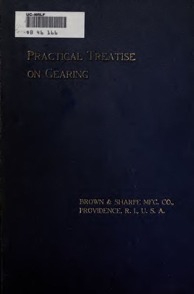 Cover of Practical Treatise on Gearing (Brown & Sharpe, 1902)