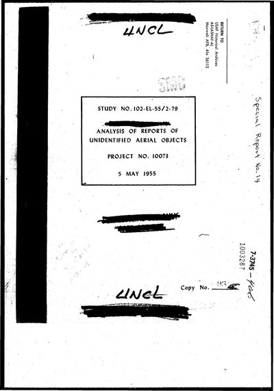 Cover of Project Blue Book Special Report No. 14