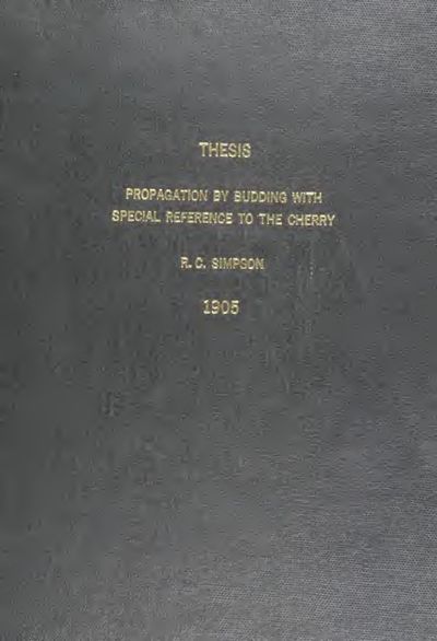 Cover of Propagation by Budding, with Special Reference to the Cherry