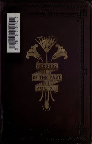 Cover of Records of the Past, Vol. 12 (Old Series): The Book of Hades (Continued), Dream of Thothmes IV and the Temple of the Sun at Heliopolis