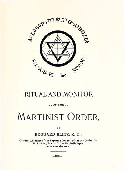 Cover of Ritual and Monitor of the Martinist Order