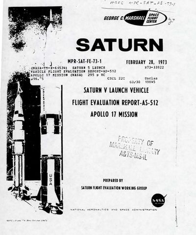 Cover of Saturn V Launch Vehicle Flight Evaluation Report, AS-512, Apollo 17 Mission