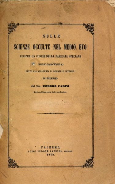 Cover of Sulle scienze occulte nel medio evo e sopra un codice della famiglia Speciale