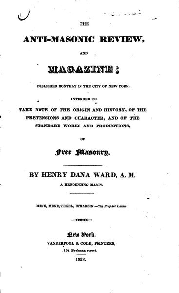 Cover of The Anti-Masonic Review and Magazine (1828)